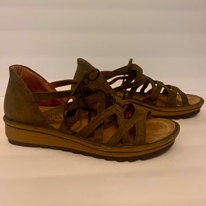 Naot genuine leather lace-up wedge sandals